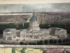 US Capitol Washington DC birds-eye view 1850’s Magnus hand color letter sheet