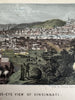 Cincinnati Ohio birdseye prospect view 1850’s Magnus hand color letter sheet