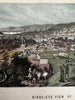 Cincinnati Ohio birdseye prospect view 1850’s Magnus hand color letter sheet