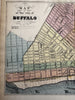 Buffalo New York city plan 1850’s Magnus hand color letter sheet