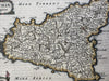 Sicily Sicilia Italy Italia c.1630 Mercator scarce lovely miniature color map