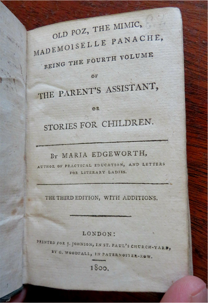 Maria Edgeworth 1800 Parent's Assistant Moral Instruction for Children rare book