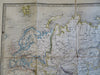 World Map linen backed in case c. 1850 Wyld shows nautical tracks