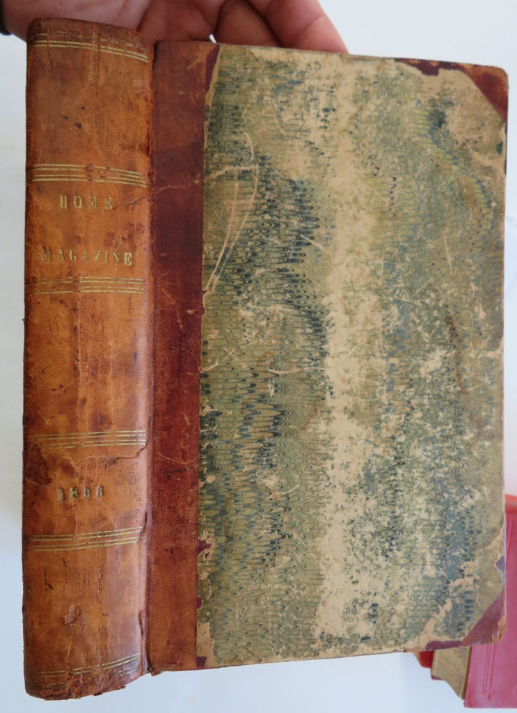 Home Magazine American Women's Periodical 1856 leather book 15 plates 1 year