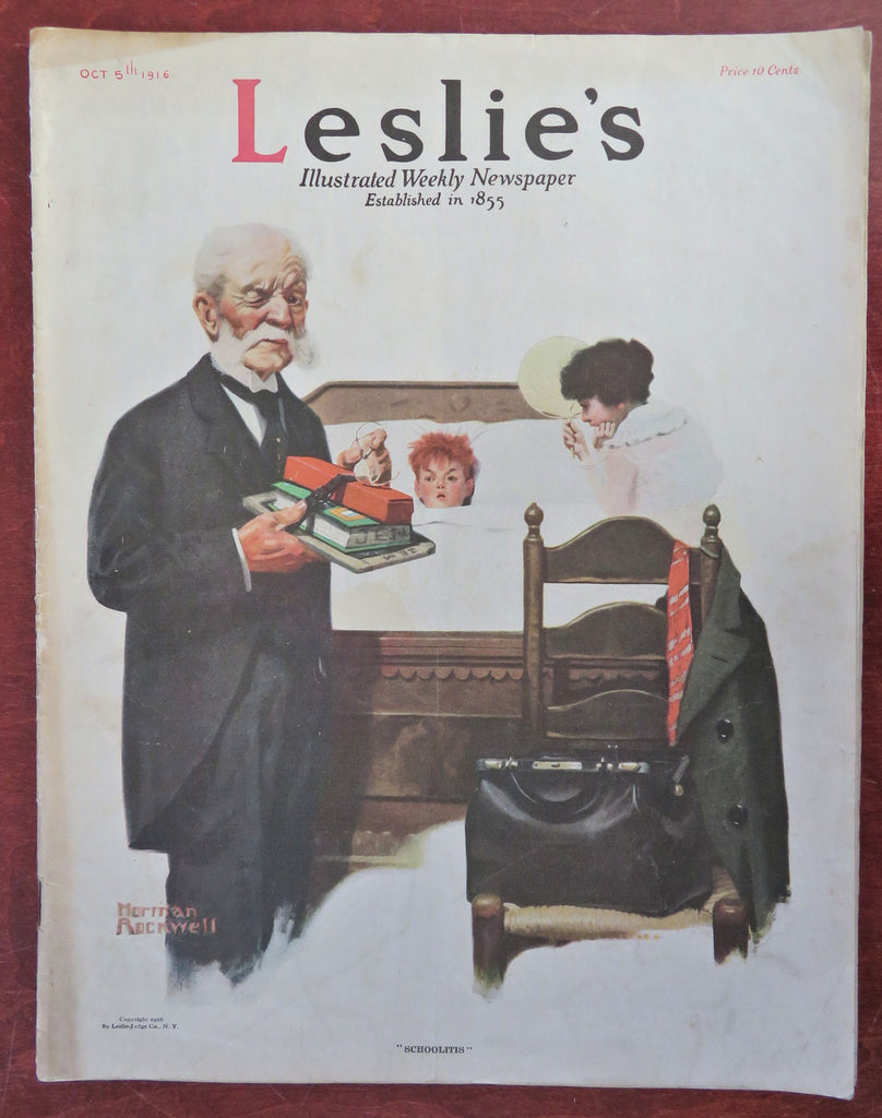 Norman Rockwell Winking Doctor Sick Child 1916 Frank Leslie's complete issue