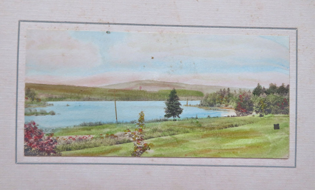 Maine Rangeleys Salmon Pool Upper Dam c. 1920's orig. painting view souvenir