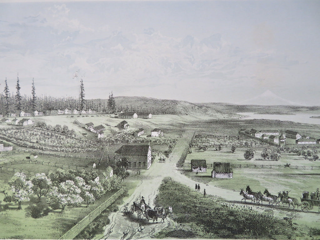 Vancouver Fort Washington Territory 1860 Sarony early litho city view print