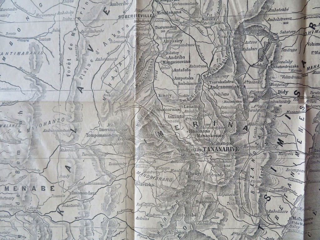 Central Madagascar Franc-Hova Wars Tananarive c. 1890 French military map