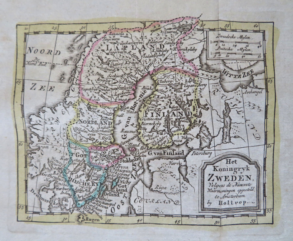 Scandinavia Kingdom of Sweden Finland Lapland 1781 Holtrop scarce miniature map