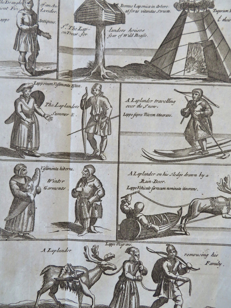 Laplanders Scandinavia Arctic 1711 engraved Ethnic Views Reindeer print