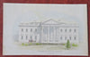 Washington D.C. White House Facade w/ Horse & Carriage 1845 hand color print