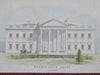Washington D.C. White House Facade w/ Horse & Carriage 1845 hand color print