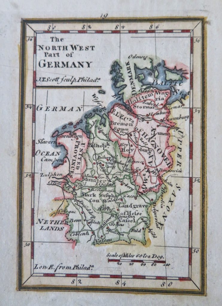 Holy Roman Empire Westphalia Hanover c. 1796 Gibson early American miniature map