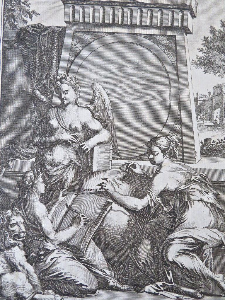 Allegorical Frontispiece Angel Lion Cartography 1715 lovely rare engraved print
