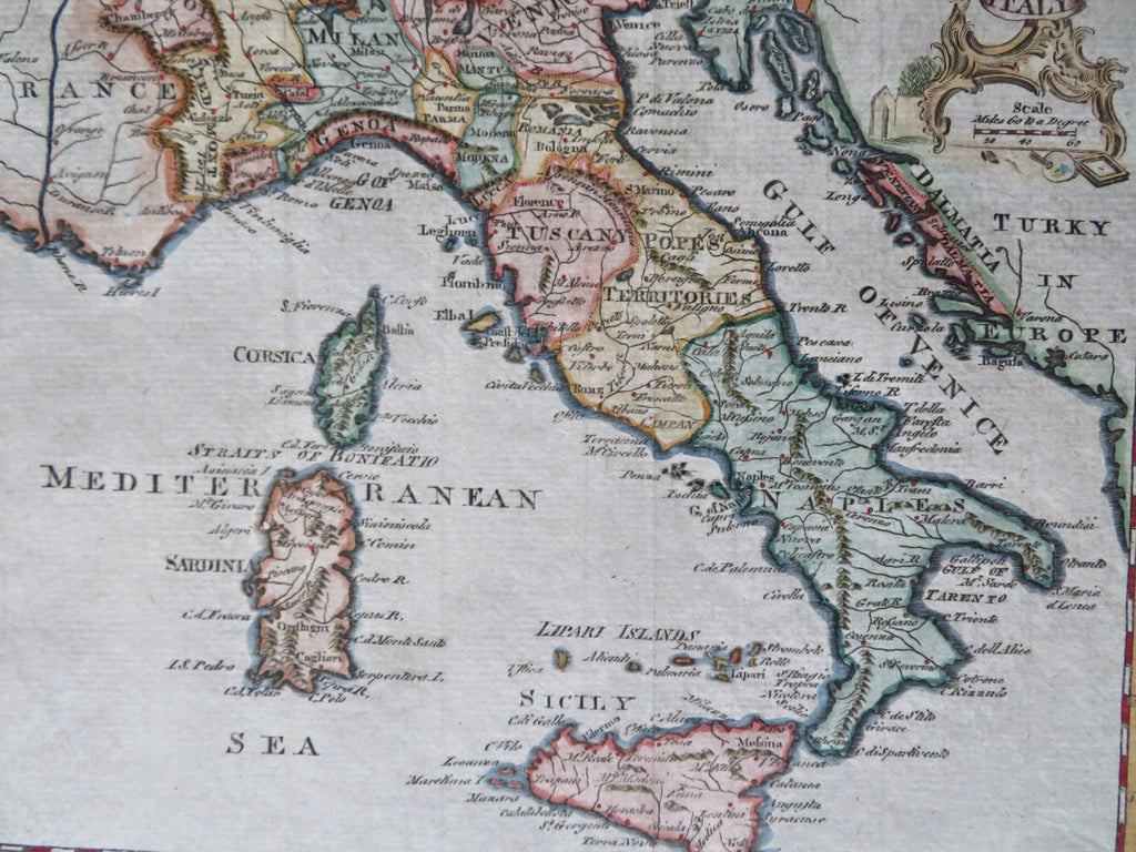 Italy Piedmont Papal States Tuscany Naples Parma Modena 1778 Salmon map