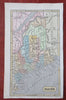 Maine state by itself 1853 Fanning scarce hand colored miniature map