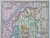 Maine state by itself 1853 Fanning scarce hand colored miniature map