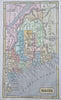 Maine state by itself 1853 Fanning scarce hand colored miniature map