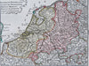 United Provinces Netherlands Brabant Luxembourg Flanders c. 1750 Lotter map