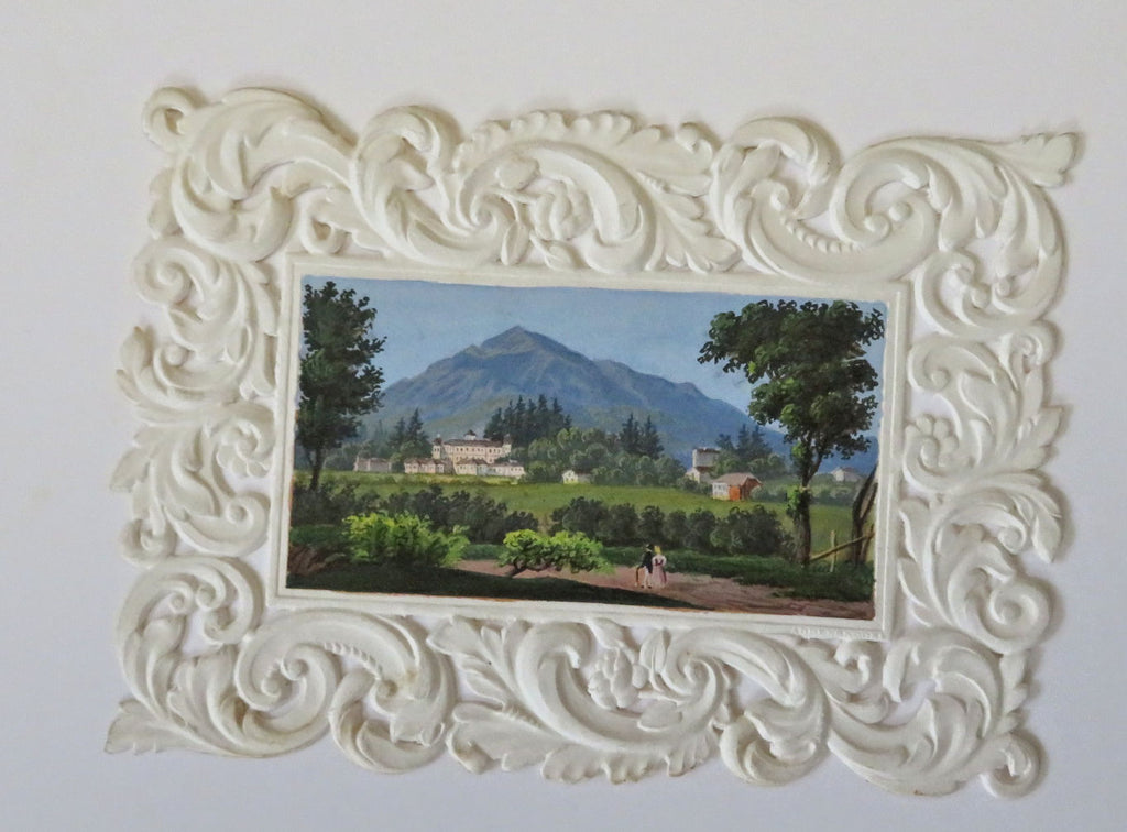 Salzburg Austria Miniature Landscape City View c. 1850's hand painted souvenir