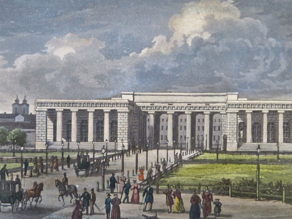 Vienna Austria Palace View Carriage Travelers Street Scene c. 1850 print