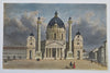 Karlskirche Vienna Austria Catholic Church c. 1850's architectural view print