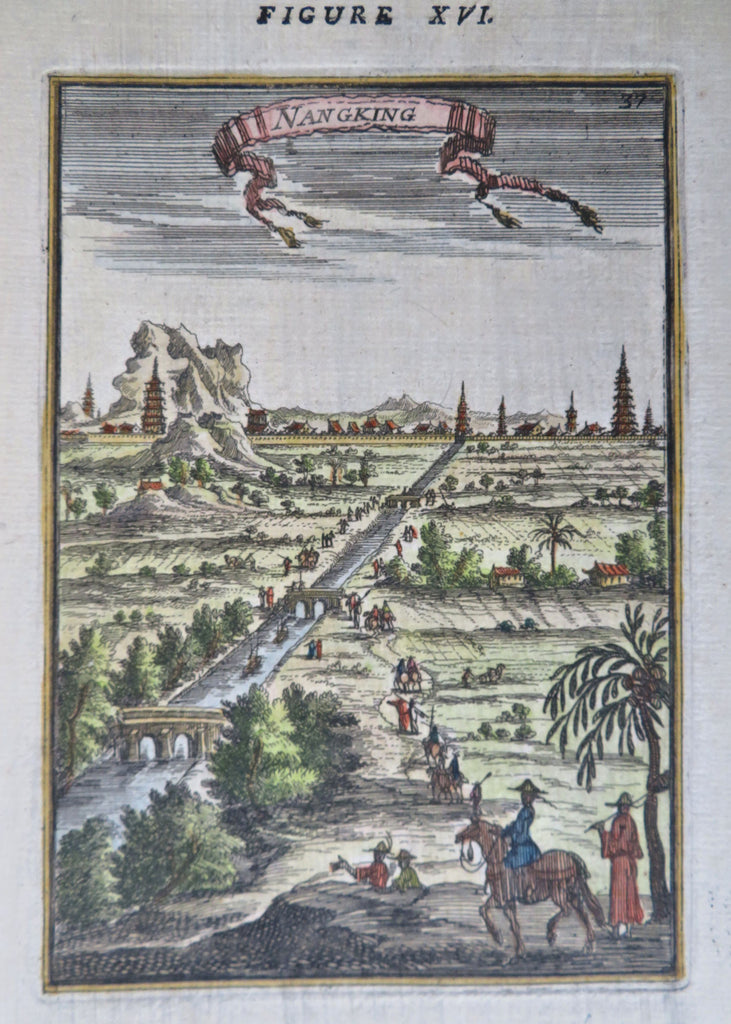 Nanjing China Porcelain Tower Travelers Pagodas Bridges 1683 Mallet city view