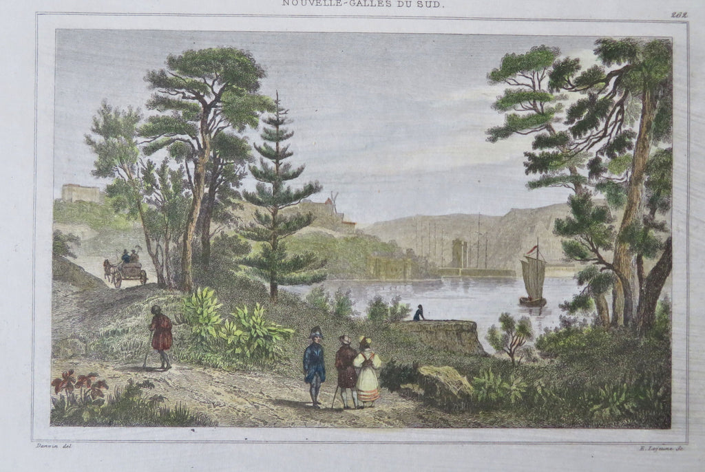 Sydney Australia New South Wales City View Harbor Park 1837 Didot engraved print