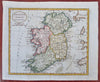 Ireland Dublin Derry Waterford Kilarney Galway Limerick  c. 1797 map hand color