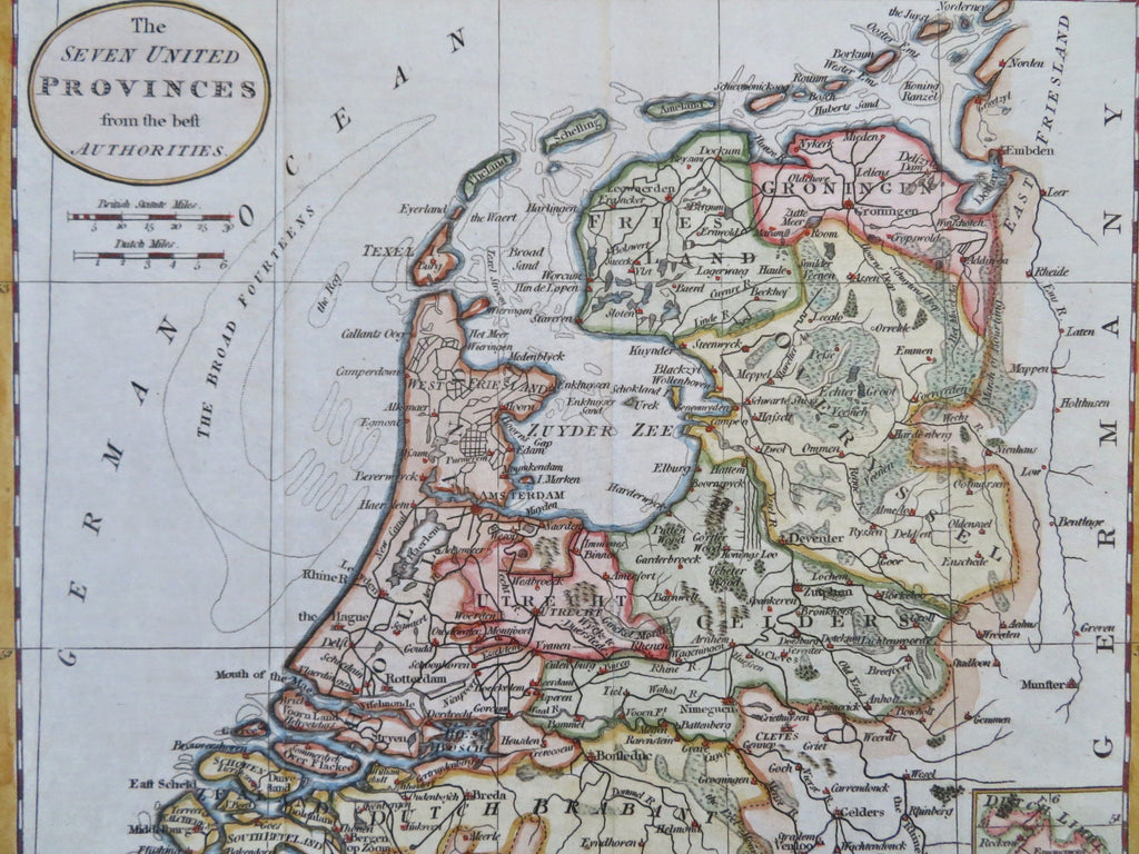 Seven United Provinces Low Countries Netherlands Holland Friesland c. 1790 map