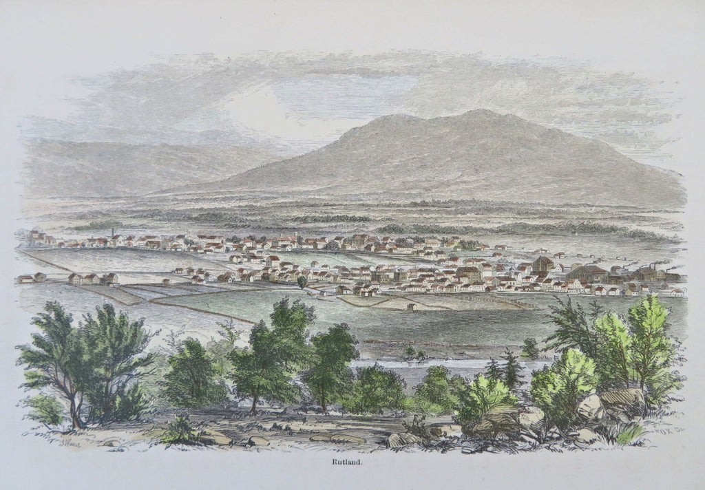 Rutland Vermont New England 1859 lovely scarce hand colored city view print