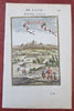 Isfahan Safavid Empire Iran Persia 1683 Mallet birds-eye city view hand color