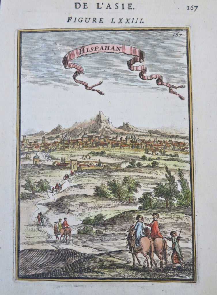 Isfahan Safavid Empire Iran Persia 1683 Mallet birds-eye city view hand color