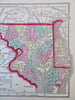 Washington D.C. Delaware Maryland 1856 Morse small cerographic hand color map