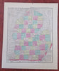 Michigan Detroit Flint County Map Railroads 1856 Morse Cerographic miniature map