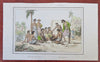 Rooster Cock Fighting Australia Gambling Betting Scene 1837 scarce French print