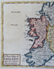 Ireland country Dublin Waterford Killarney 1749 Senex? fine hand colored map