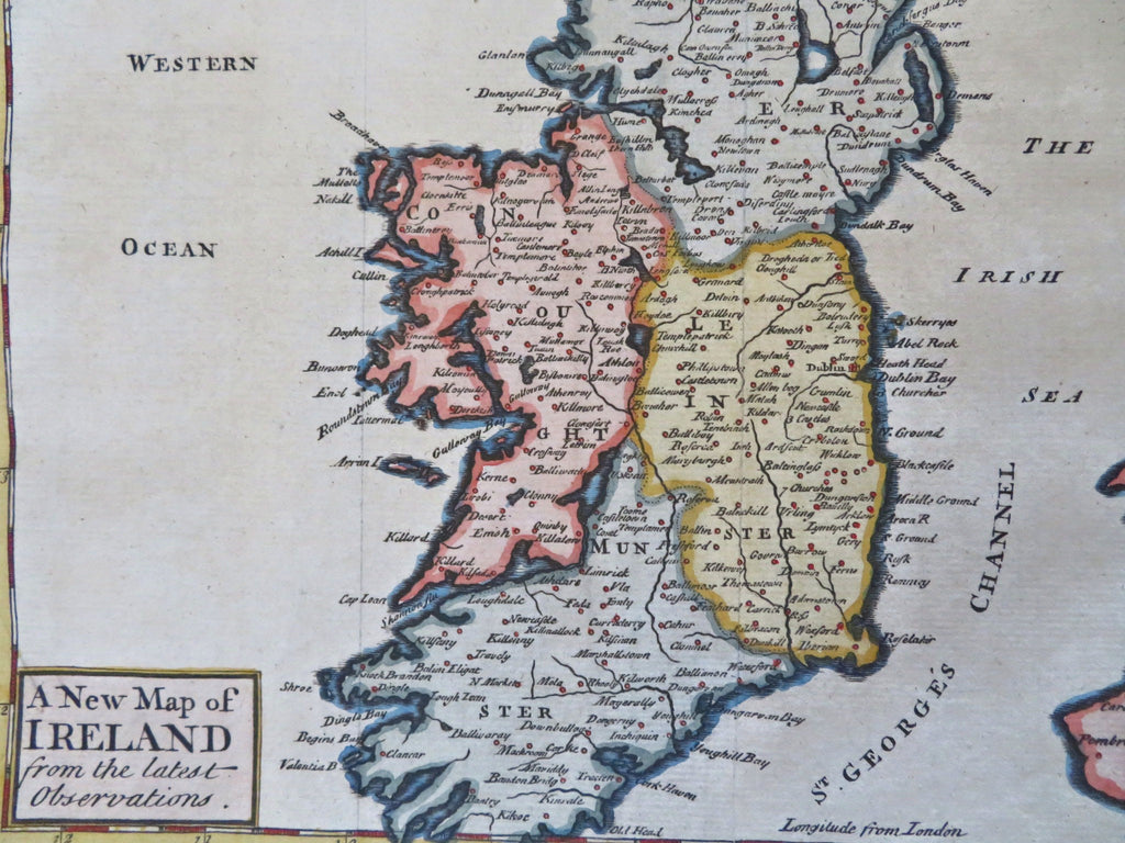 Ireland country Dublin Waterford Killarney 1749 Senex? fine hand colored map