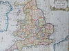 England & Wales United Kingdom London Cardiff York c. 1780 Conder decorative map