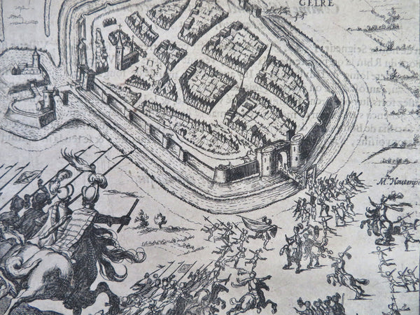 Gelre Siege Dutch Revolt 1616 engraved military print fighting soldiers