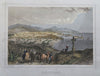 Barcelona Spain Travelers City View Harbor View 1847 Rouargue hand colored print