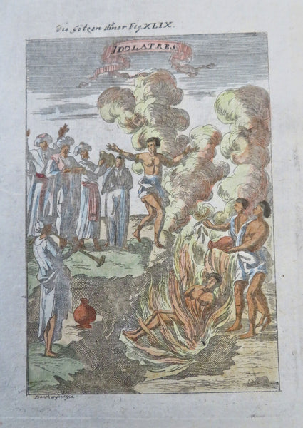 India Mortuary Pyre Sati Indian Funeral Practice 1719 Mallet hand colored print
