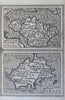 British Isles Wight Jersey Guernsey Angelsey 1639 Blaeu miniature map