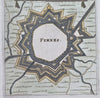 Veurne Belgium Furnes Fortification 1672 Mallet military map birds-eye city view