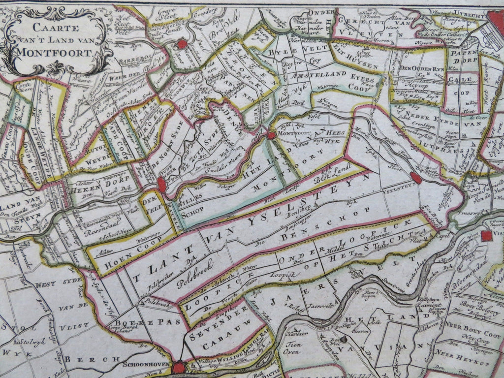 Montfoort Utrecht Holland Netherlands c. 1770 Gravius old antique color map