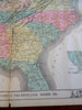 Civil War Southern Confederacy 1863 map w/ Lincoln & military Generals portrait