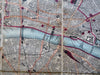 London England Tourist linen city plan 1892 Collins large fldg. pocket map