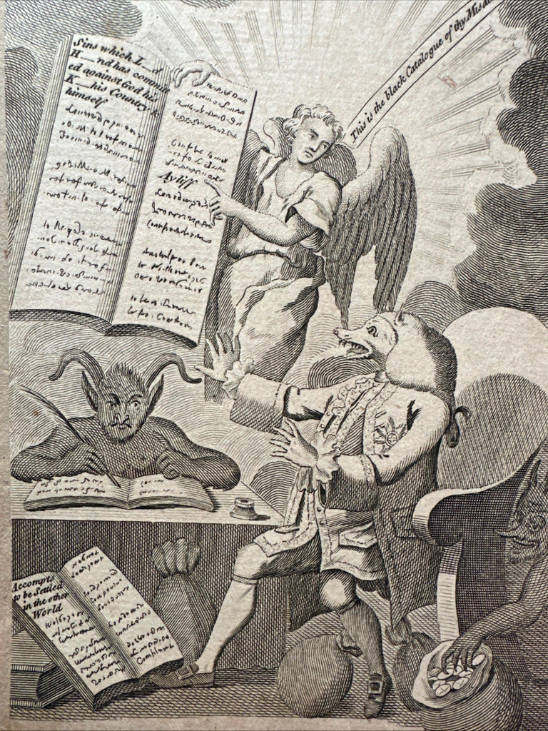 Devil Charles Fox angel British political satire cartoon c1780 engraved print