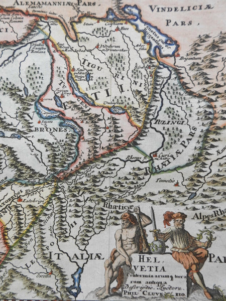 Switzerland Helvetia 1729 Paulus decorative old map Ancient World