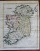 Ireland 1802 Whitehead Kincaid engraved old map with lovely hand color